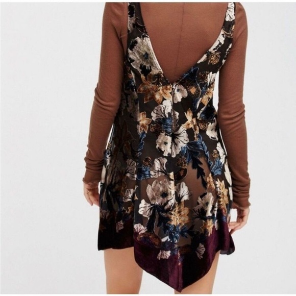 Free People Intimately Velvet Burnout Hanky Hem Slip Dress S - Picture 2 of 10